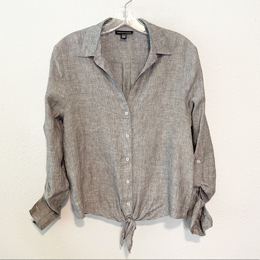 Saks Fifth Avenue Linen Long Sleeve Button Shirt - Picture 2 of 10